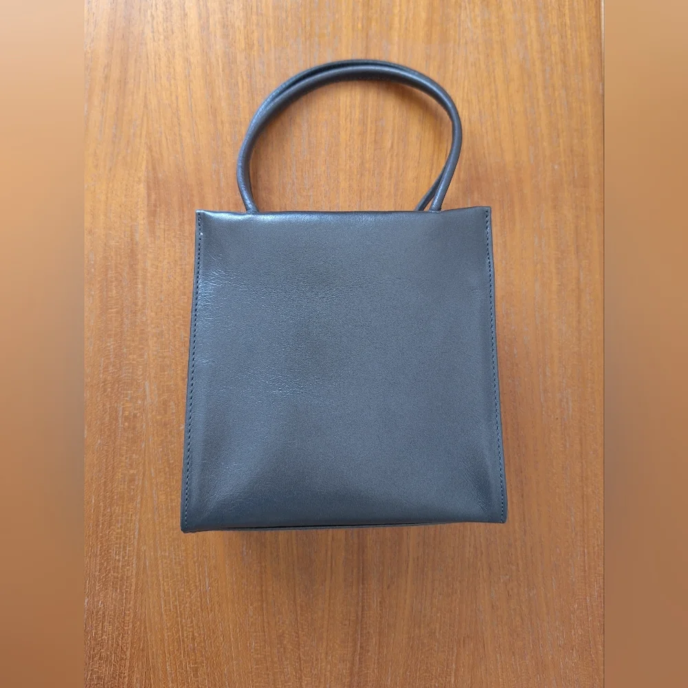 Vintage Coach Italy Leather Mini Bag Cashin Nappa Boxy Metallic Pewter NEW Rare